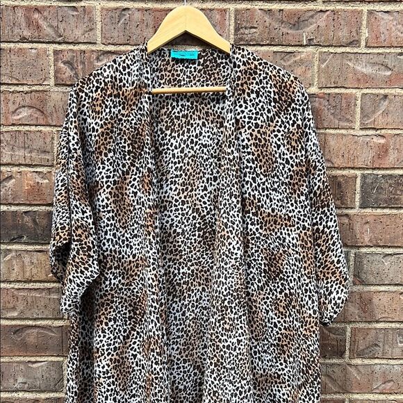Turquoise Haven Boutique Leopard Print Women's Coat Cover Up Shaw One Size - Picture 4 of 14